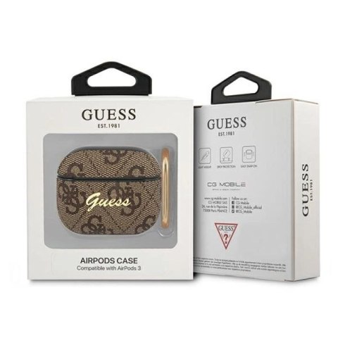 Guess GUA34GSMW AirPods 3 cover brązowy/brown 4G Script Metal Collection Guess