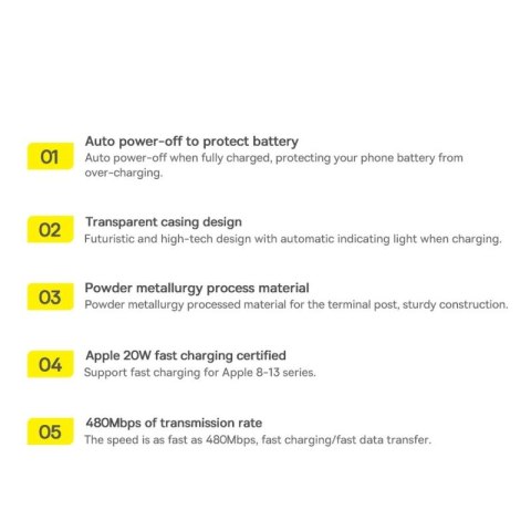 Kabel Baseus CATS000003 Lightning - USB-C 20W 480Mb/s 1m - niebieski Baseus