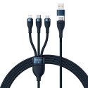 Baseus Flash Series II kabel USB Typ C / USB Typ A - USB Typ C / Lightning / micro USB 100 W 1,2 m niebieski (CASS030103) Baseus