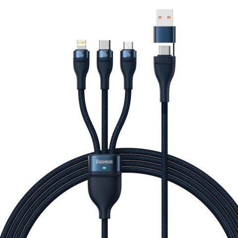 Baseus Flash Series II kabel USB Typ C / USB Typ A - USB Typ C / Lightning / micro USB 100 W 1,2 m niebieski (CASS030103) Baseus