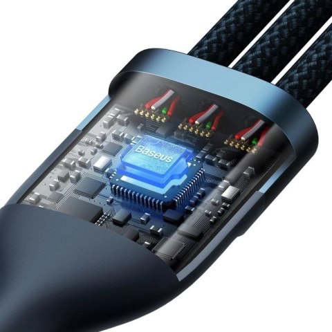 Baseus Flash Series II kabel USB Typ C / USB Typ A - USB Typ C / Lightning / micro USB 100 W 1,2 m niebieski (CASS030103) Baseus
