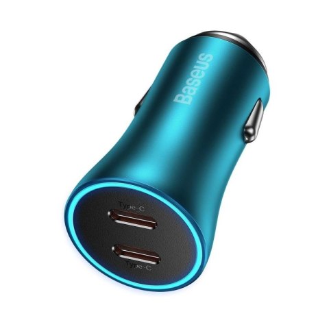 Baseus Golden Contactor Pro ładowarka samochodowa 2x USB-C 40W niebieski (CGJP000003) Baseus