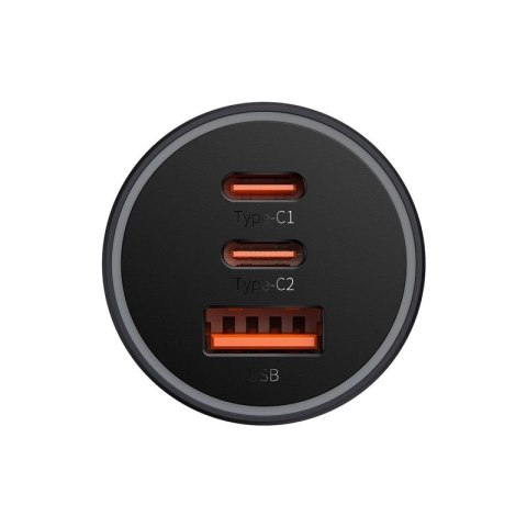 Baseus Golden Contactor Pro ładowarka samochodowa USB-A + 2x USB-C 65W ciemnoszary (CGJP010013) Baseus