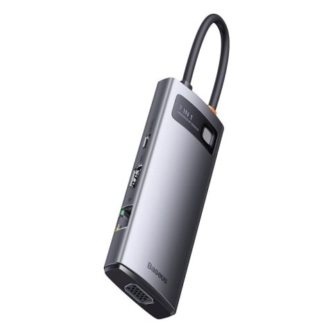 Baseus Metal Gleam Series stacja dokująca HUB 7 w 1 USB Typ C - 1 x HDMI / 1 x VGA / 3 x USB 3.2 Gen. 1 / 1 x Power Delivery / 1 Baseus