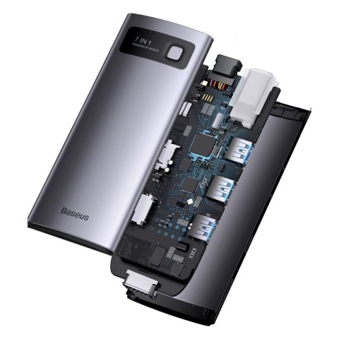 Baseus Metal Gleam Series stacja dokująca HUB 7 w 1 USB Typ C - 1 x HDMI / 1 x VGA / 3 x USB 3.2 Gen. 1 / 1 x Power Delivery / 1 Baseus