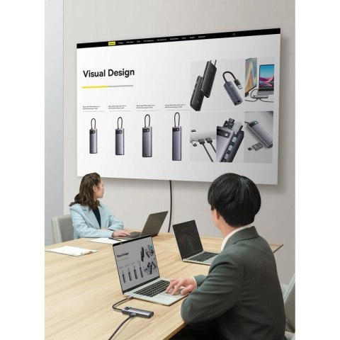 Baseus Metal Gleam Series stacja dokująca HUB 7 w 1 USB Typ C - 1 x HDMI / 1 x VGA / 3 x USB 3.2 Gen. 1 / 1 x Power Delivery / 1 Baseus