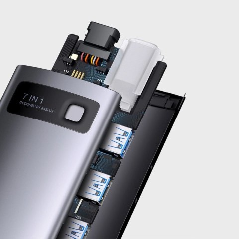 Baseus Metal Gleam Series stacja dokująca HUB 7 w 1 USB Typ C - 1 x HDMI / 1 x VGA / 3 x USB 3.2 Gen. 1 / 1 x Power Delivery / 1 Baseus