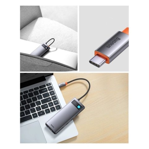 Baseus Metal Gleam Series stacja dokująca HUB 7 w 1 USB Typ C - 1 x HDMI / 1 x VGA / 3 x USB 3.2 Gen. 1 / 1 x Power Delivery / 1 Baseus
