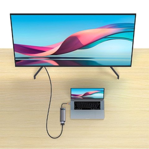 Baseus Metal Gleam Series stacja dokująca HUB 7 w 1 USB Typ C - 1 x HDMI / 1 x VGA / 3 x USB 3.2 Gen. 1 / 1 x Power Delivery / 1 Baseus