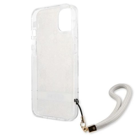 Etui Guess Flower Strap na iPhone 13 mini - złote Guess