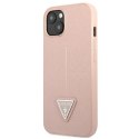 Etui Guess Saffiano Triangle Logo na iPhone 13 mini - różowe Guess