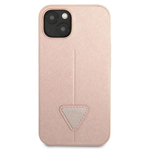 Etui Guess Saffiano Triangle Logo na iPhone 13 mini - różowe Guess