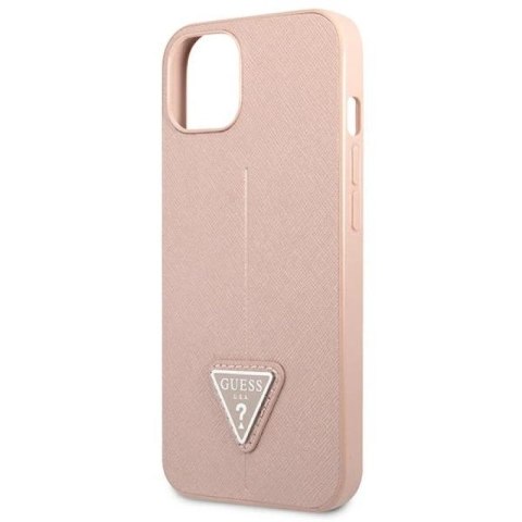 Etui Guess Saffiano Triangle Logo na iPhone 13 mini - różowe Guess