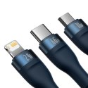 Baseus Flash Series Ⅱ kabel 3w1 do szybkiego ładowania USB-A do USB-C / Micro-USB / Lightning 66W 480Mb/s 1.2m niebieski Baseus