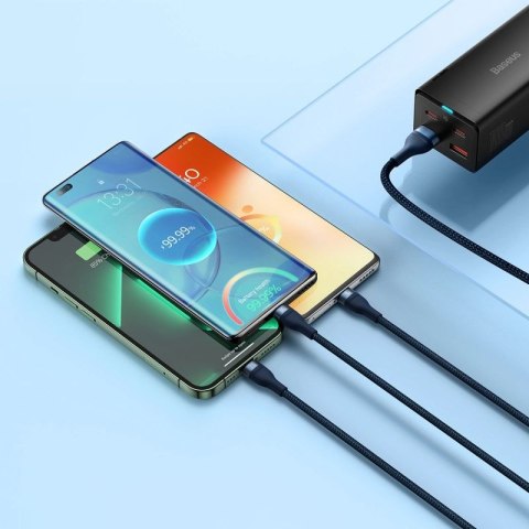 Baseus Flash Series Ⅱ kabel 3w1 do szybkiego ładowania USB-A do USB-C / Micro-USB / Lightning 66W 480Mb/s 1.2m niebieski Baseus