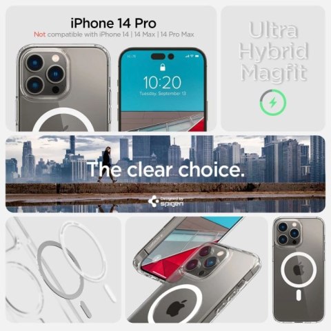 Etui Spigen Ultra Hybrid Mag z MagSafe na iPhone 14 Pro - przezroczysto-białe Spigen