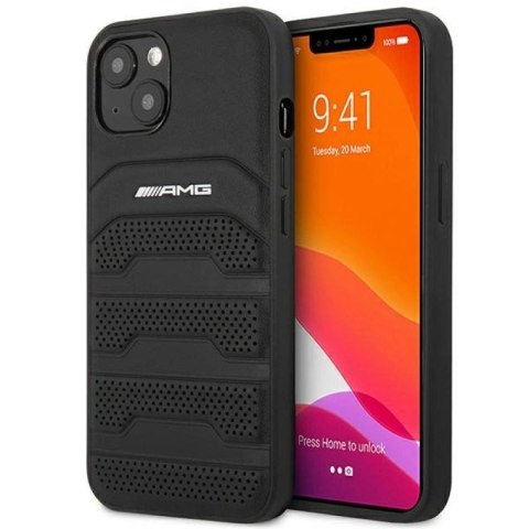 Etui AMG Leather Debossed Lines na iPhone 14 Plus - czarne Mercedes