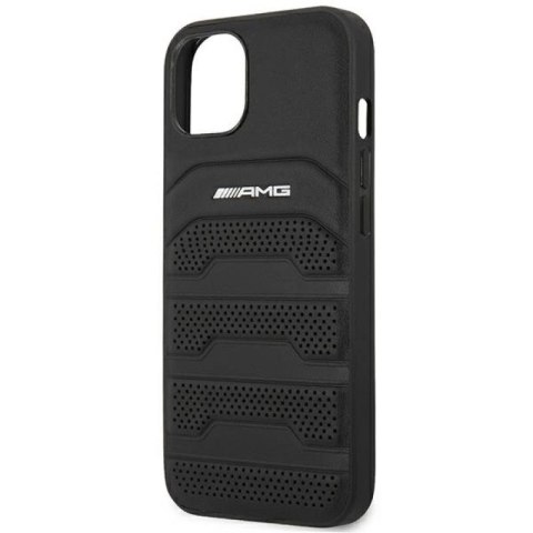Etui AMG Leather Debossed Lines na iPhone 14 Plus - czarne Mercedes