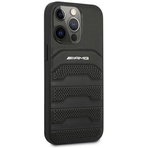Etui AMG Leather Debossed Lines na iPhone 14 Pro Max - czarne Mercedes