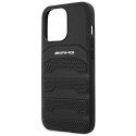 Etui AMG Leather Debossed Lines na iPhone 14 Pro Max - czarne Mercedes