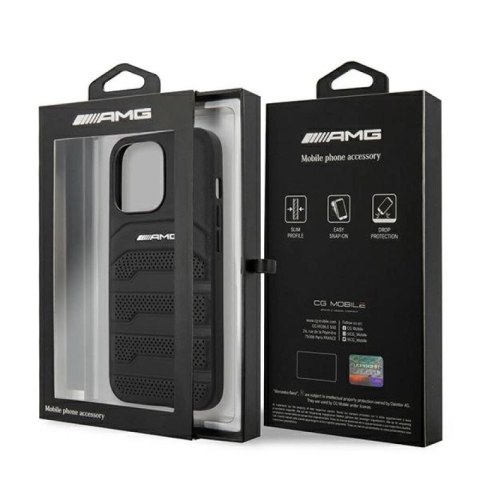Etui AMG Leather Debossed Lines na iPhone 14 Pro Max - czarne Mercedes