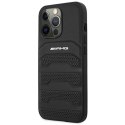 Etui AMG Leather Debossed Lines na iPhone 14 Pro - czarne Mercedes