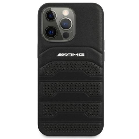 Etui AMG Leather Debossed Lines na iPhone 14 Pro - czarne Mercedes