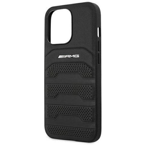 Etui AMG Leather Debossed Lines na iPhone 14 Pro - czarne Mercedes
