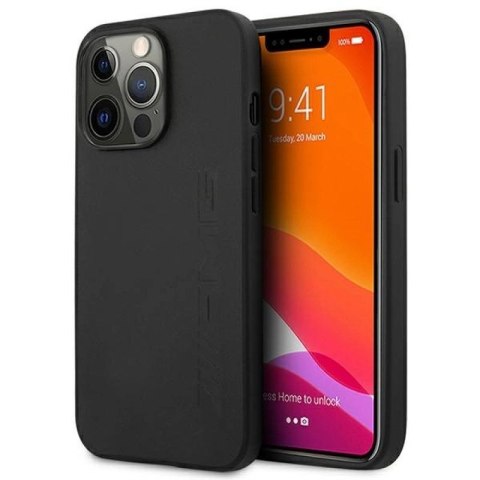 Etui AMG Leather Hot Stamped na iPhone 14 Pro - czarne Mercedes