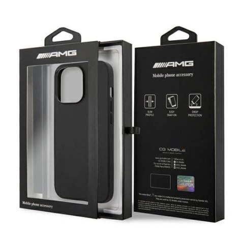 Etui AMG Leather Hot Stamped na iPhone 14 Pro - czarne Mercedes