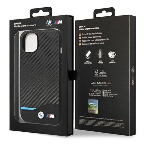 Etui BMW Leather Carbon na iPhone 14 Plus - czarne BMW