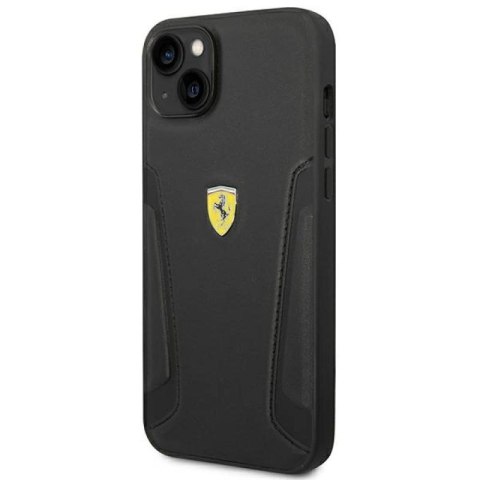 Etui Ferrari Leather Stamp Sides na iPhone 14 Plus - czarne Ferrari
