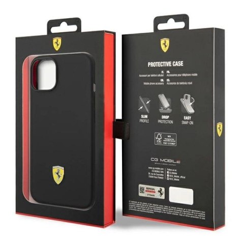 Etui Ferrari Silicone Metal Logo na iPhone 14 Plus - czarne Ferrari