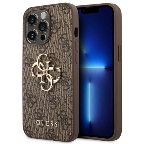 Etui Guess 4G Big Metal Logo na iPhone 14 Pro - brązowe Guess