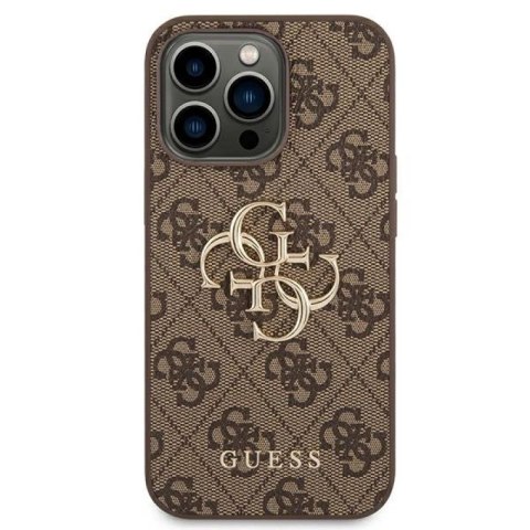Etui Guess 4G Big Metal Logo na iPhone 14 Pro - brązowe Guess