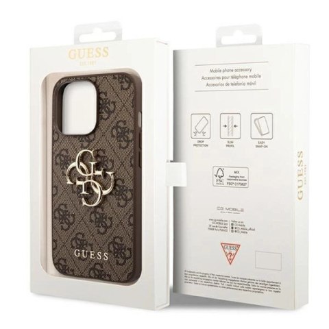Etui Guess 4G Big Metal Logo na iPhone 14 Pro - brązowe Guess
