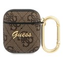 Etui Guess 4G Script Metal Collection na AirPods 1/2 - brązowe Guess