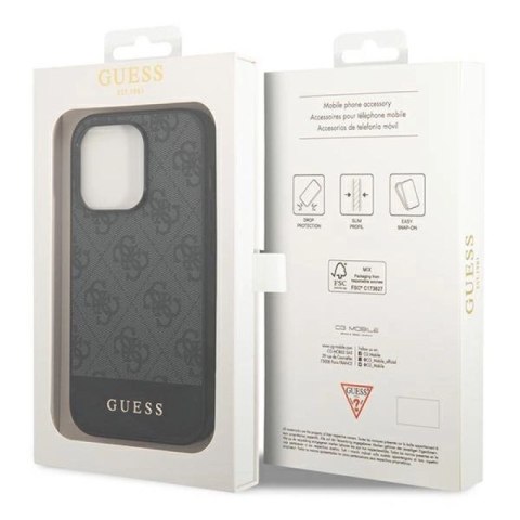 Etui Guess 4G Stripe Collection na iPhone 14 Pro Max - szare Guess