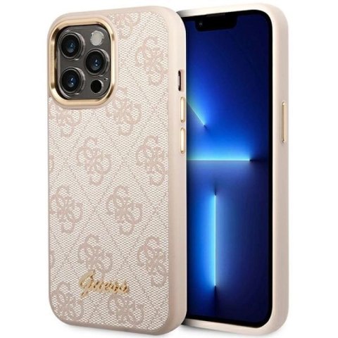 Etui Guess 4G Vintage Gold Logo na iPhone 14 Pro - różowe Guess