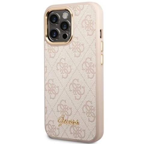 Etui Guess 4G Vintage Gold Logo na iPhone 14 Pro - różowe Guess