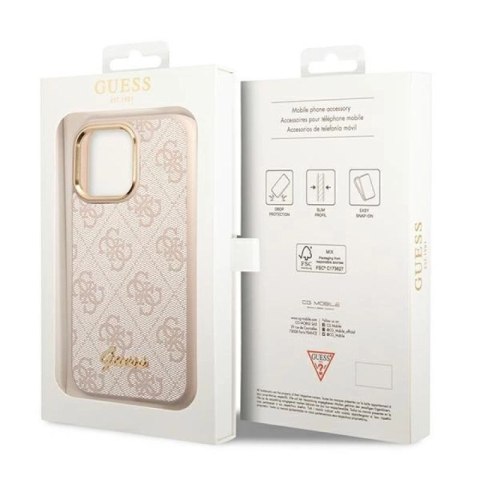 Etui Guess 4G Vintage Gold Logo na iPhone 14 Pro - różowe Guess