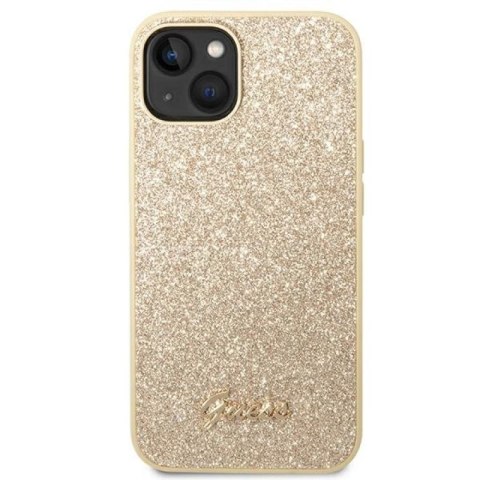 Etui Guess Glitter Script na iPhone 14 Plus - złote Guess
