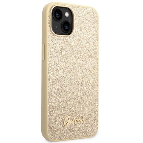 Etui Guess Glitter Script na iPhone 14 Plus - złote Guess