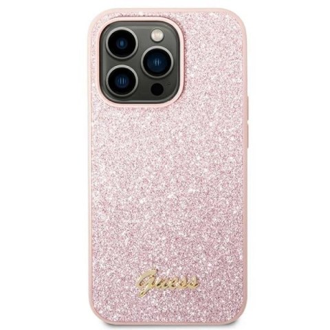 Etui Guess Glitter Script na iPhone 14 Pro Max - różowe Guess