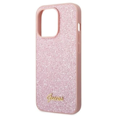 Etui Guess Glitter Script na iPhone 14 Pro Max - różowe Guess