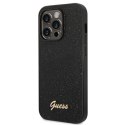 Etui Guess Glitter Script na iPhone 14 Pro - czarne Guess