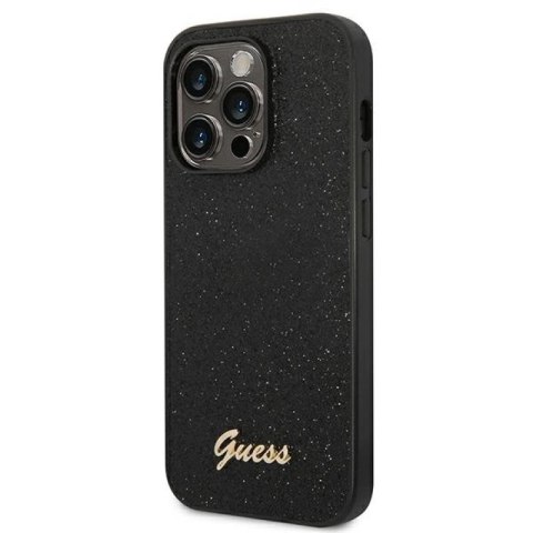 Etui Guess Glitter Script na iPhone 14 Pro - czarne Guess