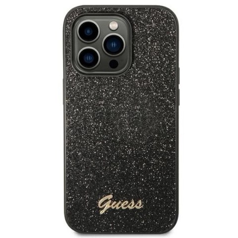 Etui Guess Glitter Script na iPhone 14 Pro - czarne Guess