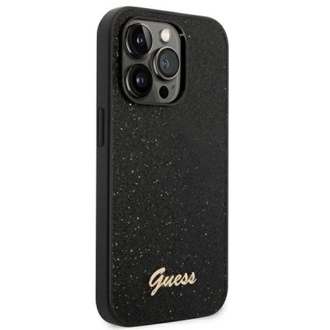 Etui Guess Glitter Script na iPhone 14 Pro - czarne Guess