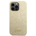 Etui Guess Glitter Script na iPhone 14 Pro - złote Guess